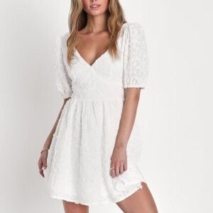 Lulus Adorable Arrival White Backless Floral Appliqué Mini Dress